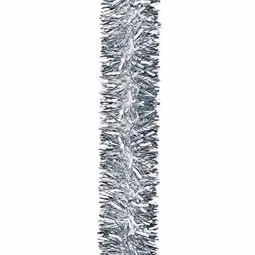 Shatchi Silver Luxury Deluxe Chunky Christmas Tinsel Garland – 2