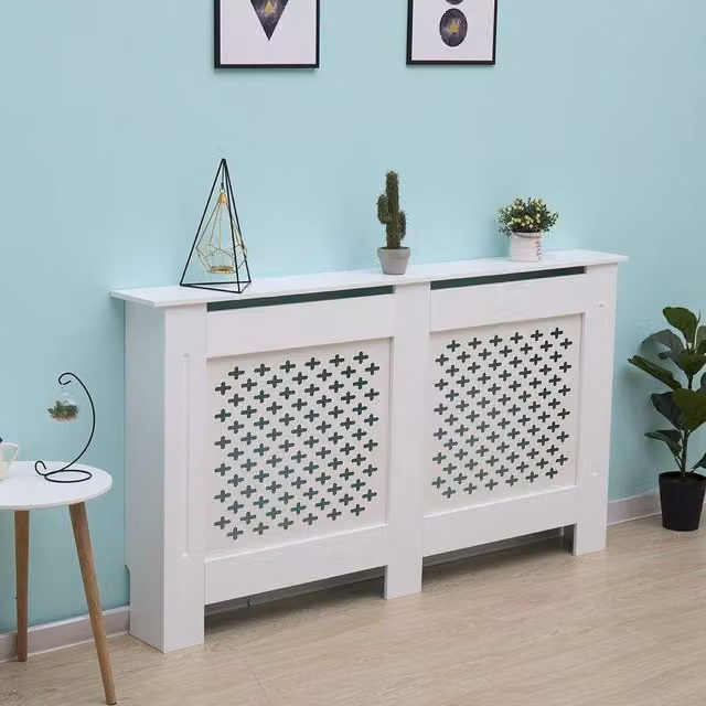 Home Source Large Modern MDF Wooden Radiator Cover in White – 1