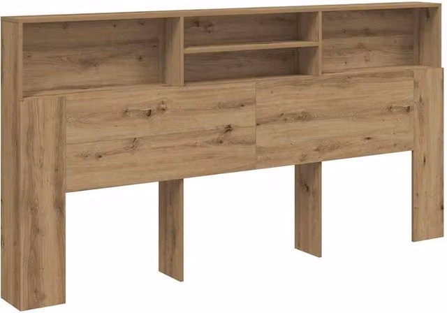Berkfield Home Artisan Oak Headboard Cabinet in Brown, W: 200 cm, D: 19 cm, H: 103.5 cm – 1