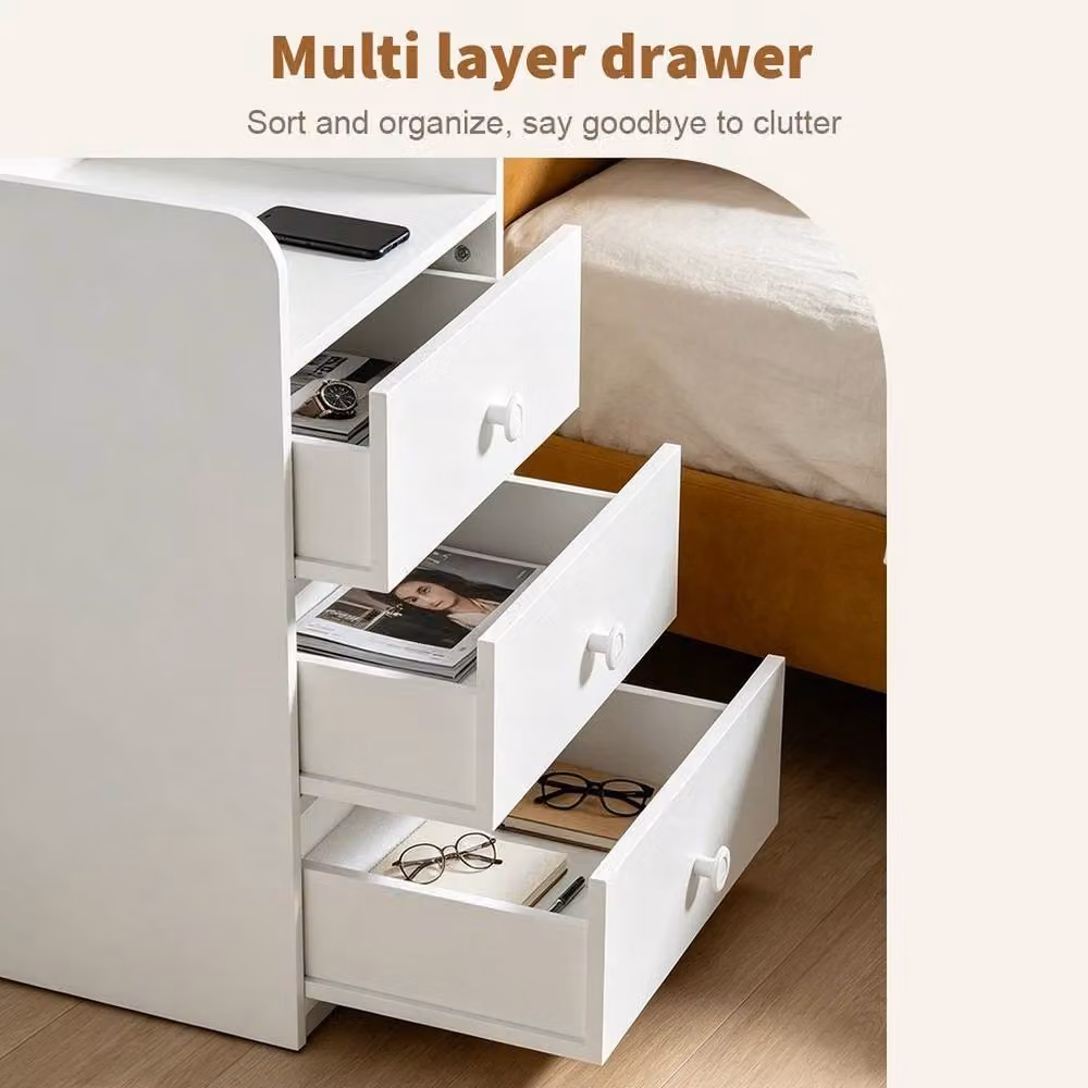 FORGEVIO 3 Drawer Wooden Bedside Chest in White – 3
