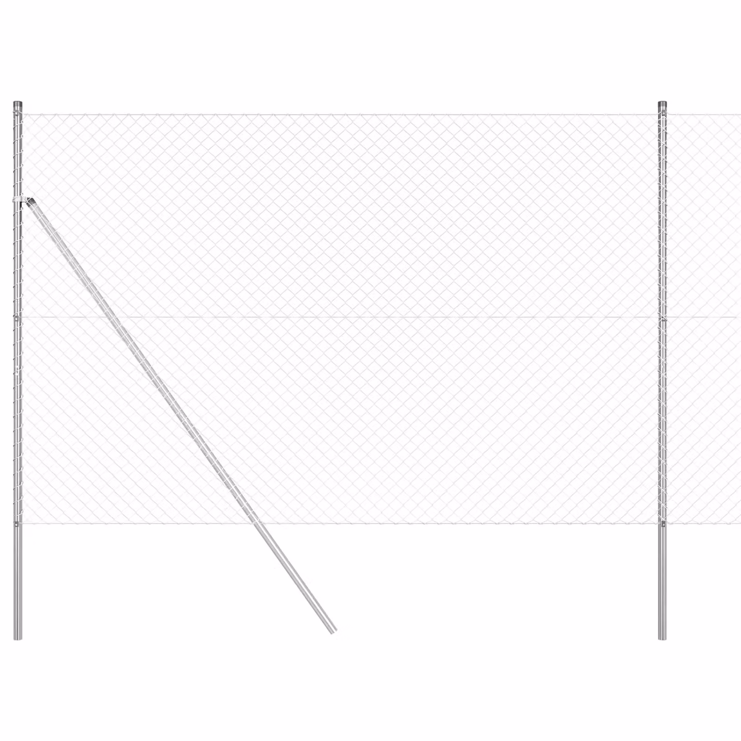 Berkfield Home Silver Galvanised Steel Chain Link Fence with 7 In-Ground Round Posts, 1.6 x 10 m – 2