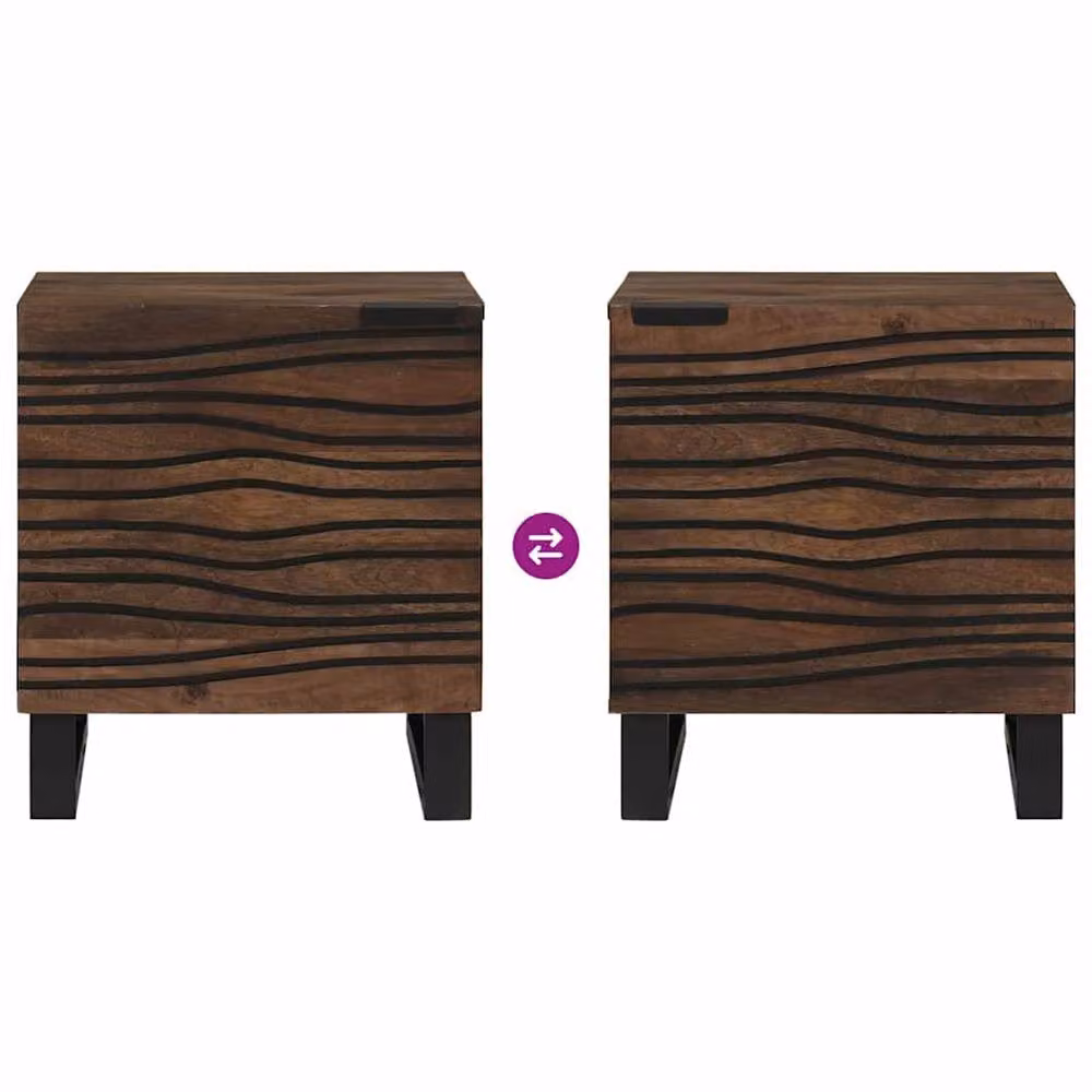 Berkfield Home Modern Bedside Cabinet in Brown Solid Mango Wood, W/D/H: 40 x 33.5 x 46 cm – 5