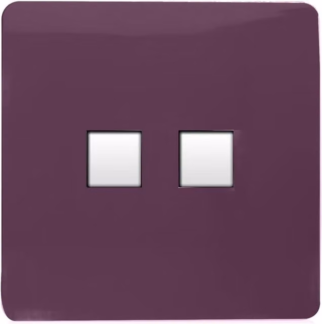 Trendi Switch 2 Gang RJ45 Cat 6 Ethernet and Telephone Secondary Sockets in Plum Purple