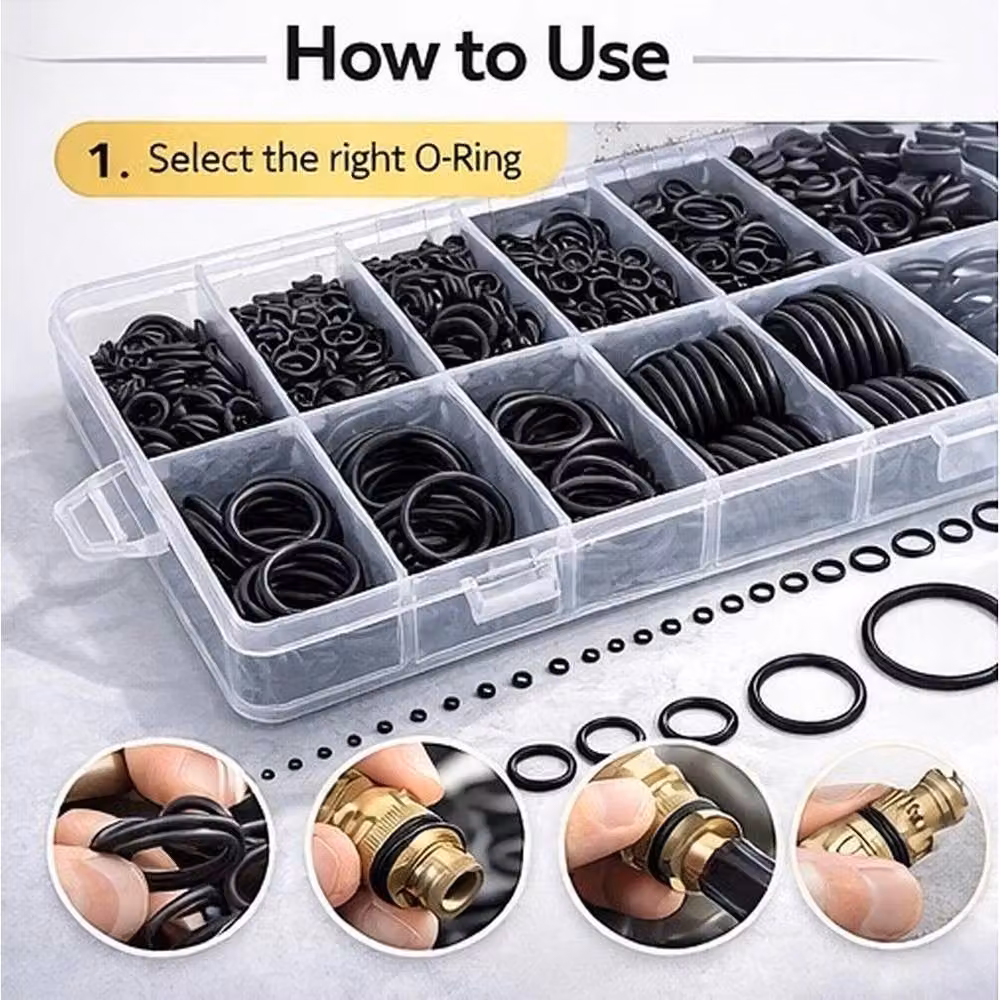 SPETLEK 1500pcs Gasket O Ring Assortment Kit in Black – 3