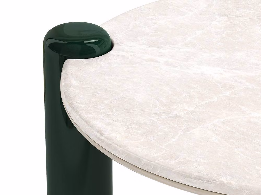 Vente-unique NARODI Round Marble and MDF Coffee Table in Beige, Green and White – 4