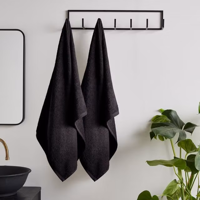 Catherine Lansfield Quick Dry Cotton Bath Sheet Pair, Black – 1