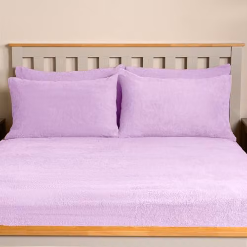 OHS 4 Pack Teddy Fleece Thermal Pillowcases in Purple – 2