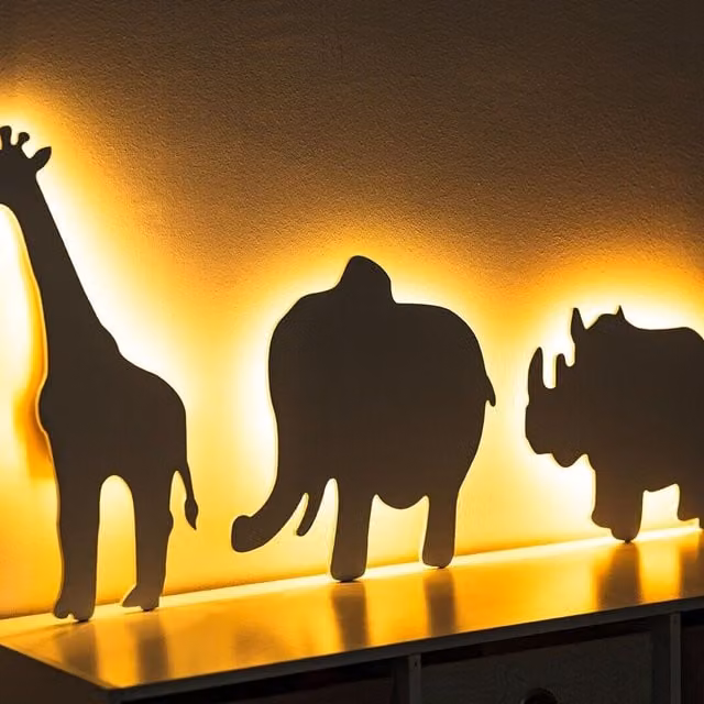 Marco Paul 3pc Safari Animal LED Night Light Set in White