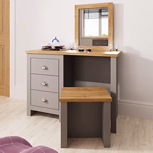 Timber Art Design UK Lisbon 3 Drawer Dressing Table in Light Grey – 1