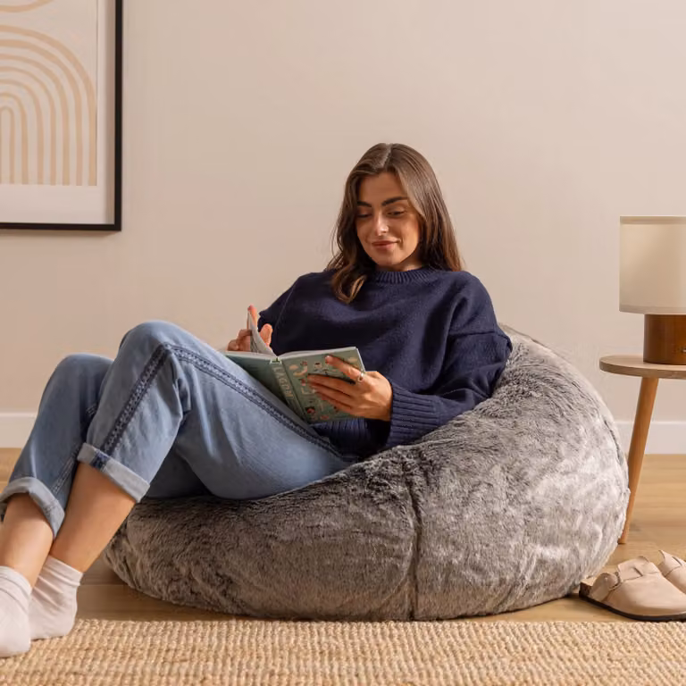 ICON Classic Faux Fur Bean Bag in Grey
