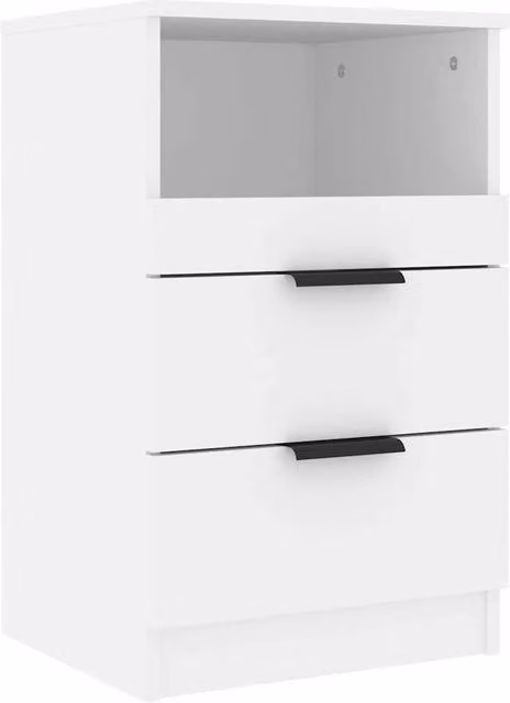 Berkfield Home White Classic Bedside Cabinet in Matt MDF