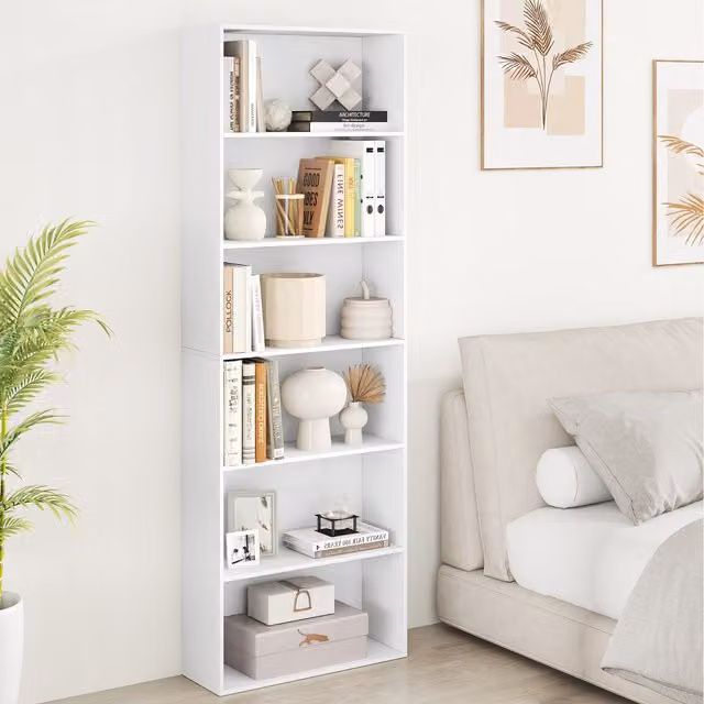 COSTWAY Modern Open Bookcase Storage in White