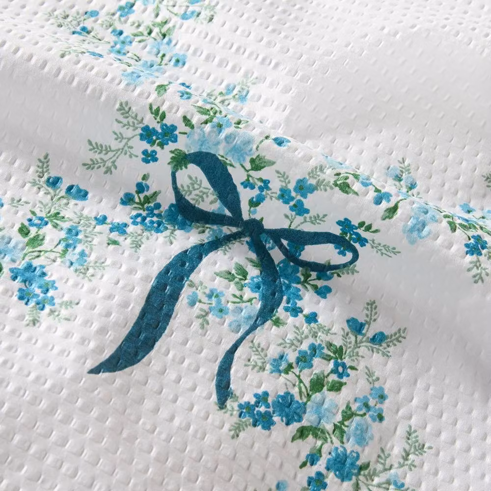 OHS Botanics Embossed Waffle Duvet Cover and Pillowcase Set in White or Beige, W/D/H: 200 x 220 cm and 140 x 200 cm – 2