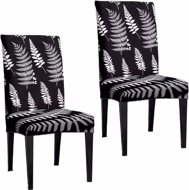 Roseley Pack of 2 Black Graphic Pattern Dining Chair Stretch Covers