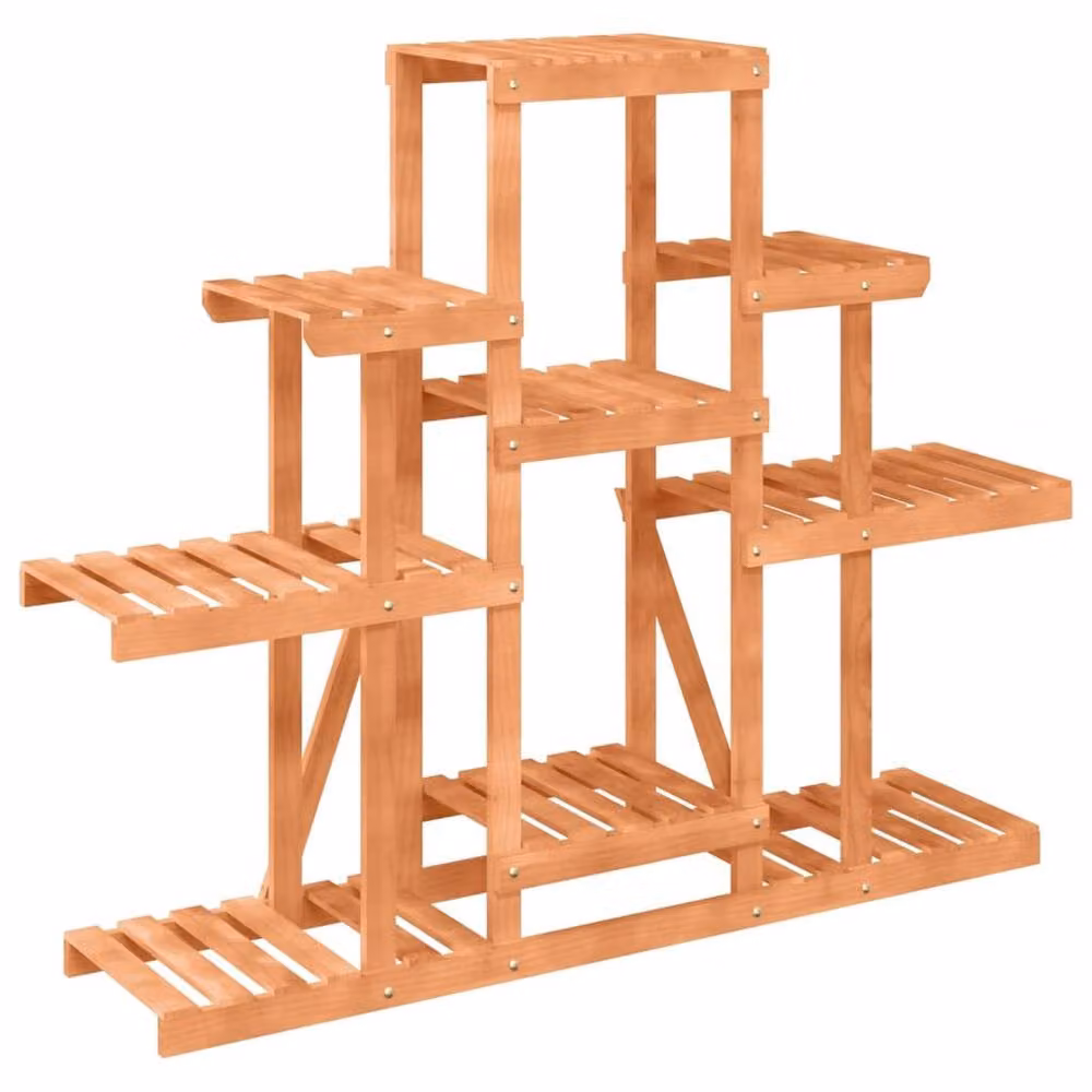 Berkfield Home Elegant Flower Stand in Brown Solid Wood, W/D/H: 110 x 25 x 96 cm – 3