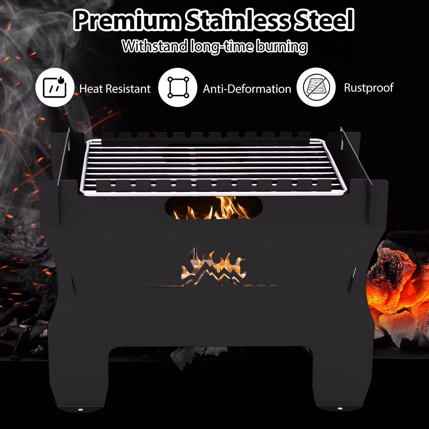 Gymax Dual Fuel Butane Gas Countertop Camping Grill and Firepit in Black with Carrying Bag – 7