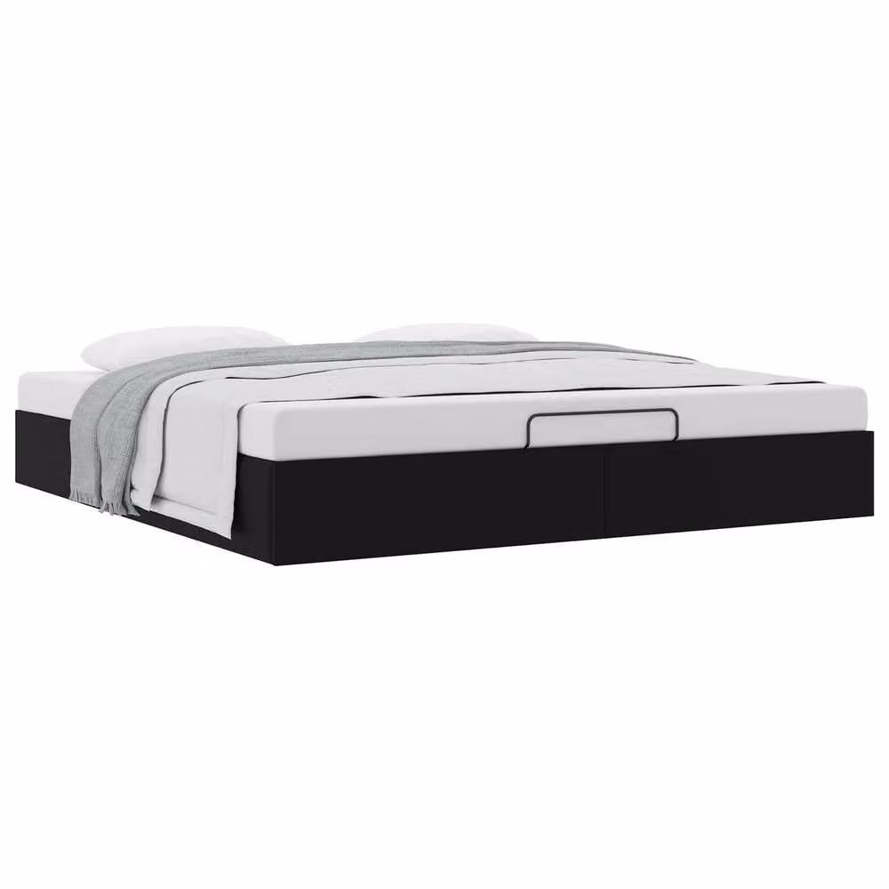 Berkfield Home Black Faux Leather King Size Ottoman Bed Frame with Lift Up Base – 3