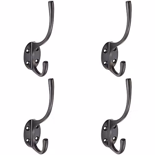 Loops 4 Pack Victorian Hat and Coat Hooks on Oval Backplate, Matt Black