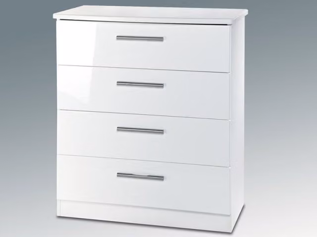 Welcome Knightsbridge White High Gloss 4 Drawer Chest of Drawers