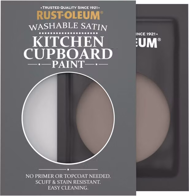 Rust-Oleum Kitchen Cupboard Satin Finish Tester Sachet in River's Edge, Brown and Grey, 10ml