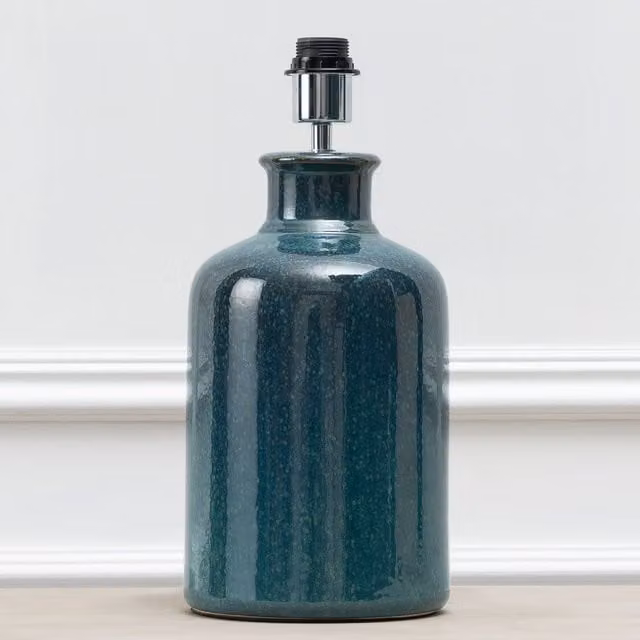 Voyage Maison Elspeth Modern Ceramic Tabletop Lamp Base in Petrol Blue