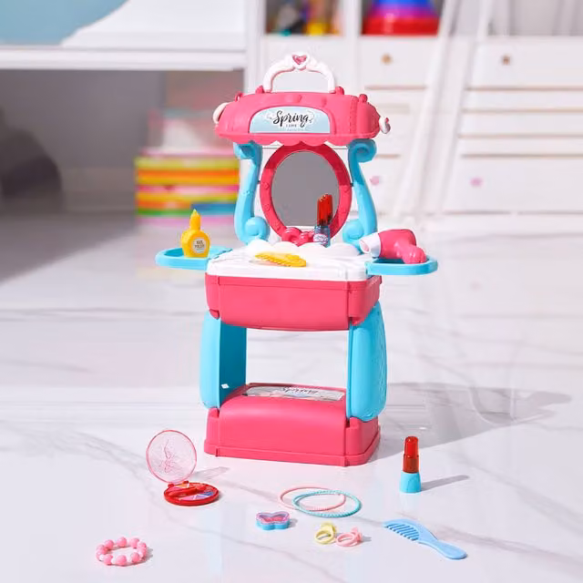 Komore Portable Beauty Hairdresser Toy Set in Pink and Blue