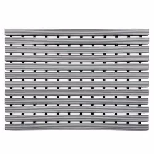 Nicoman Non-Slip Shower Drying Mat with Slatted Duckboard Design, Grey, W: 61 cm, D: 43 cm – 1