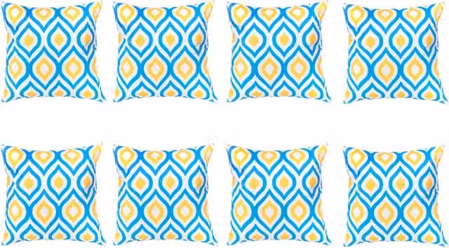 Gardenista Blue and Yellow Graphic Printed Outdoor Garden Scatter Cushion, Square, Stain Repellent