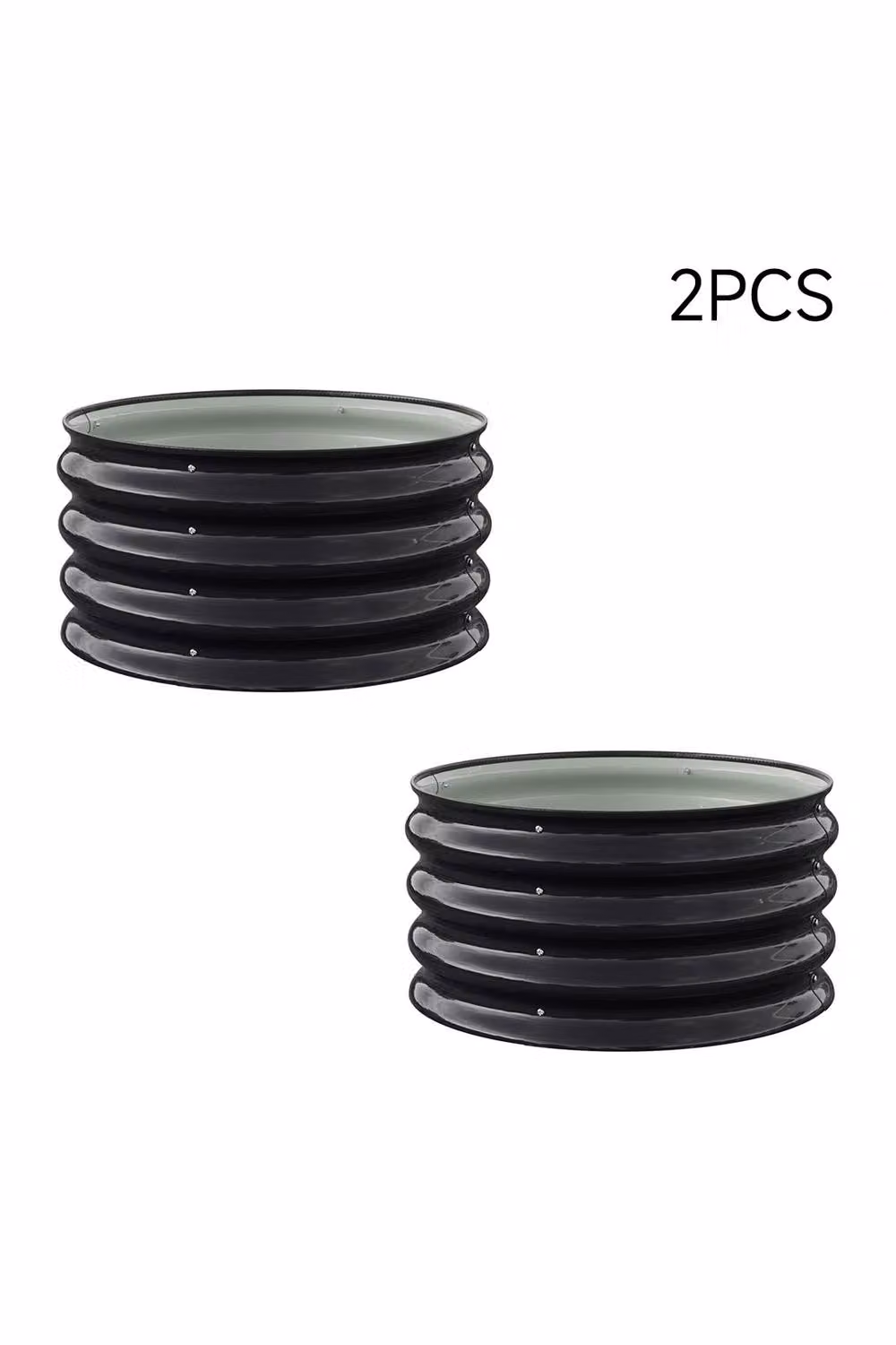 Living and Home Set of 2 Round Metal Raised Garden Beds in Black, W/D/H: 60 x 60 x 30 cm – 3