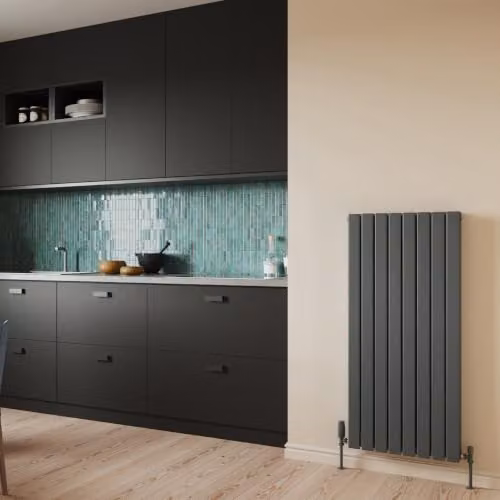 UK Radiators Typhoon Anthracite Flat Tube Vertical Designer Radiator, W: 54.4 cm, H: 120 cm – 3