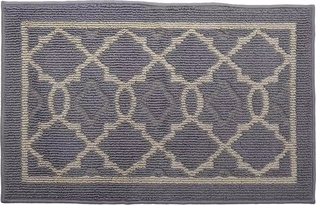 Livingandhome Grey Rectangular Polypropylene Anti-Slip Graphic Doormat