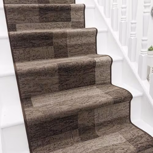 runrug Icona Hardwearing Stair Runner Rug in Dark Brown, W: 120 cm x L: 690 cm
