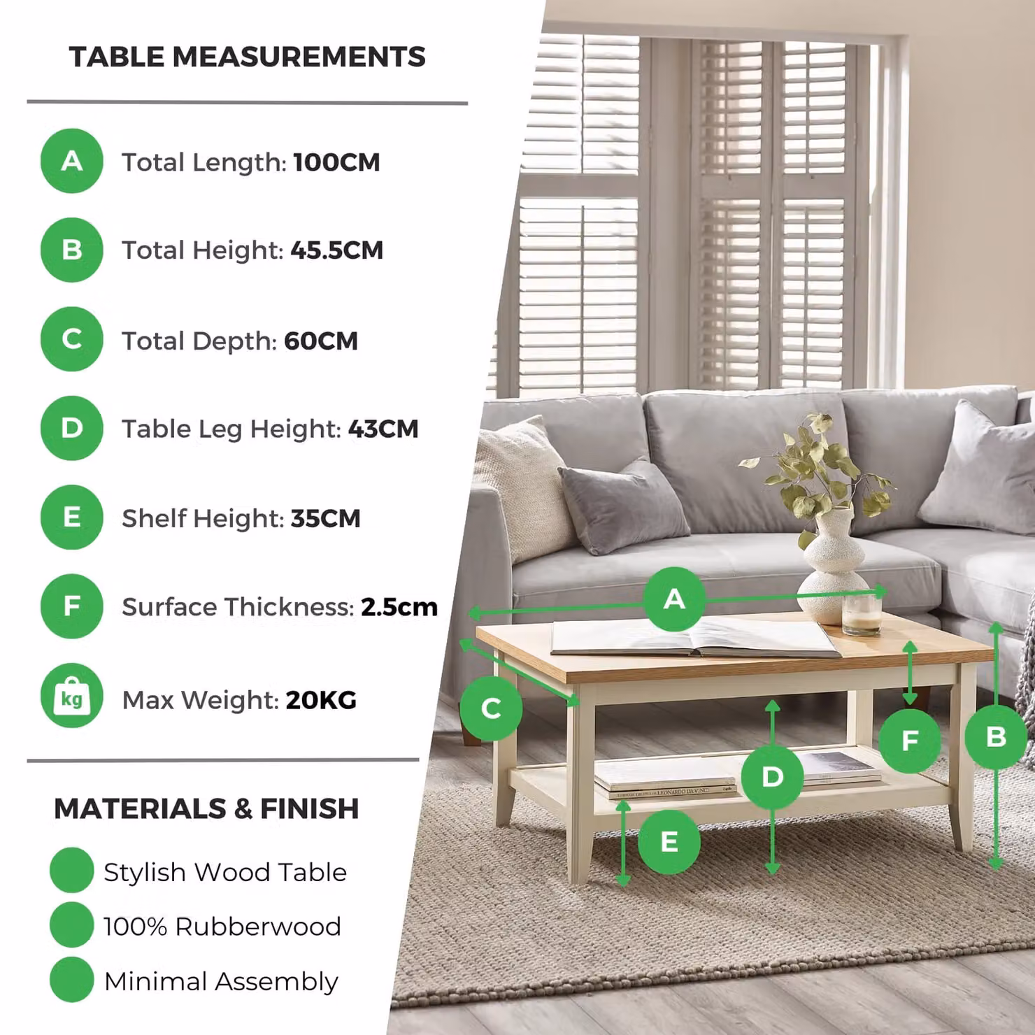 FurnitureboxUK Eden Rectangular Solid Wood Coffee Table in Light Oak – 3