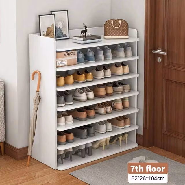 EONLION 7 Tier Shoe Cabinet Storage Cupboard in White – 1