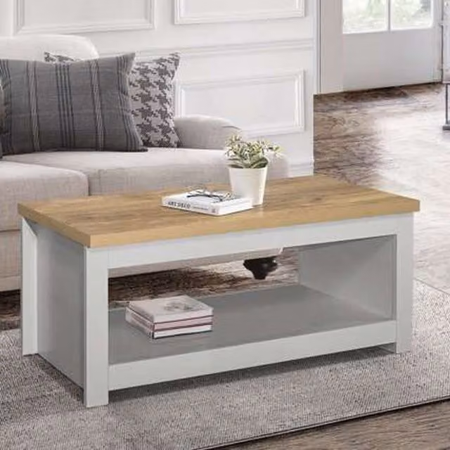 Birlea Modern Rectangular Oak and Grey Wood Coffee Table