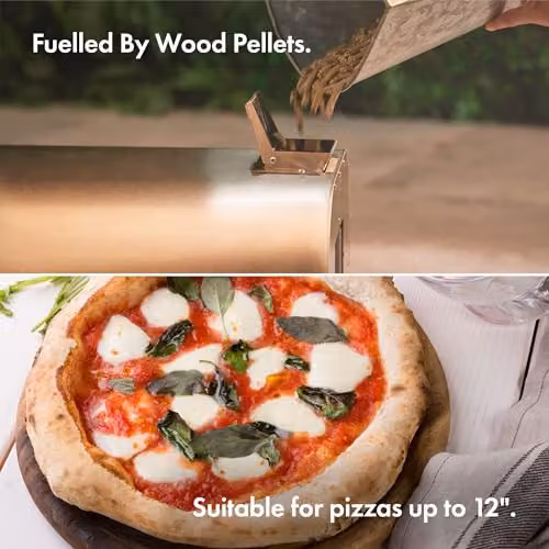 VonHaus Portable Pellet Outdoor Pizza Oven in Silver with Stainless Steel and Stone – 6