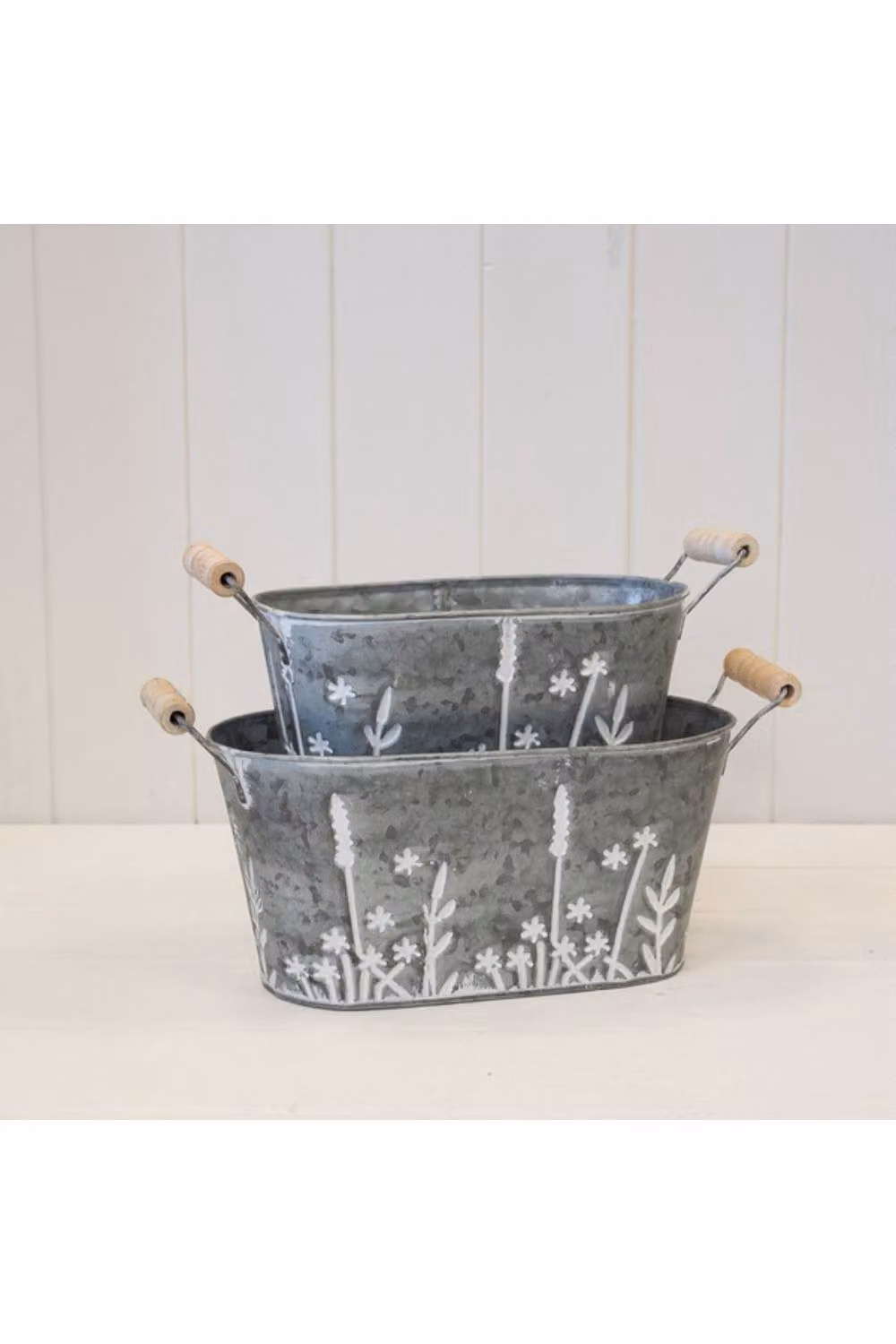 KDMD Set of Two Meadow Oval Planters in Grey – 2