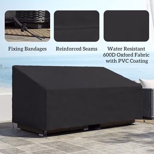 Outsunny 3 Seater Garden Sofa Cover in Black, W/D/H: 218 x 111 x 101 cm – 3