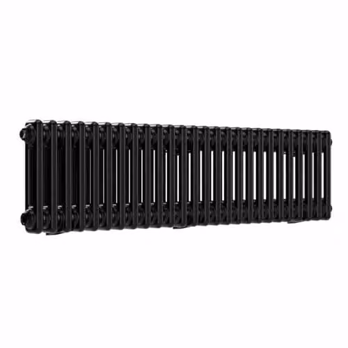 Lux Heat Black Horizontal 2 Column Traditional Steel Radiator, W/H: 119 x 30 cm
