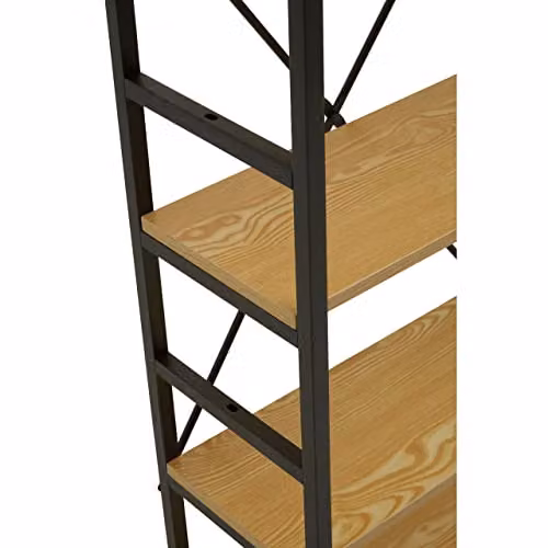 Premier Housewares 5 Tier Geometric Shelf Unit in Yellow and Black with Metal Frame, W/D/H: 60.0 x 28.0 x 151.0 cm – 2