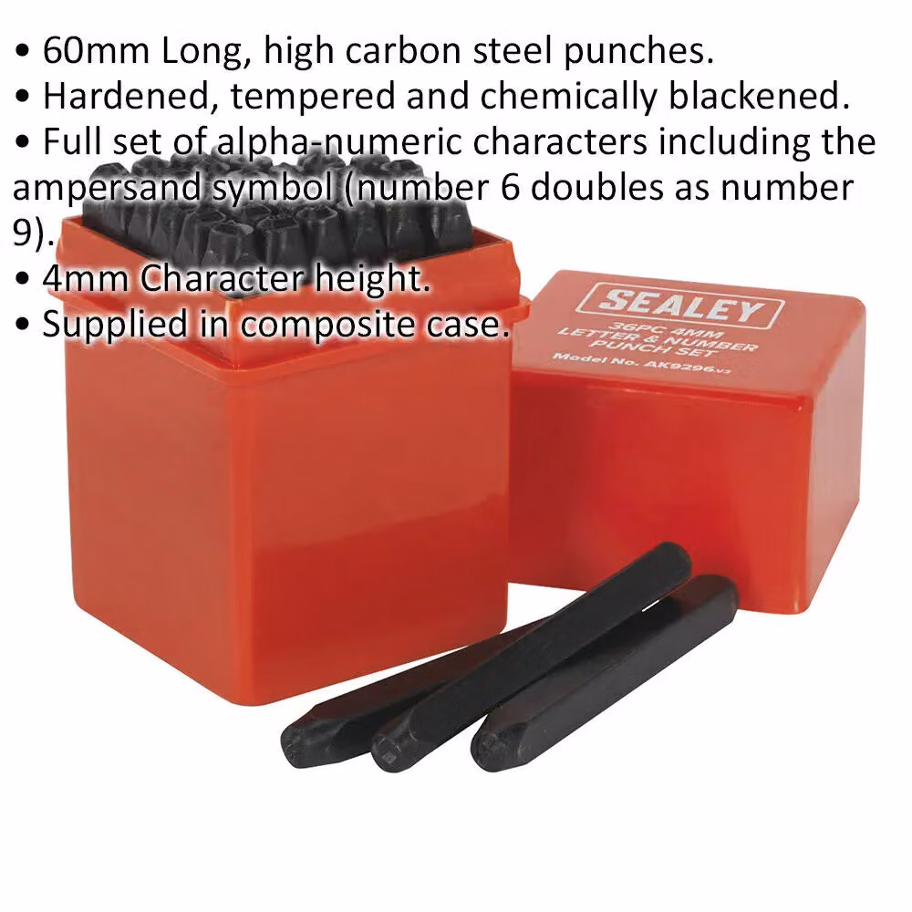 Loops 36 Piece Letter and Number Punch Set in Metallic High Carbon Steel with 4mm Character Height – 2