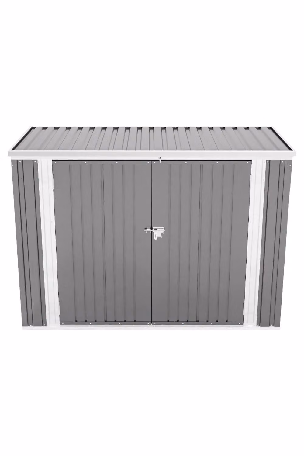 Living and Home Grey Metal Bin Store Storage Shed with Sloped Roof and Double Doors – 3