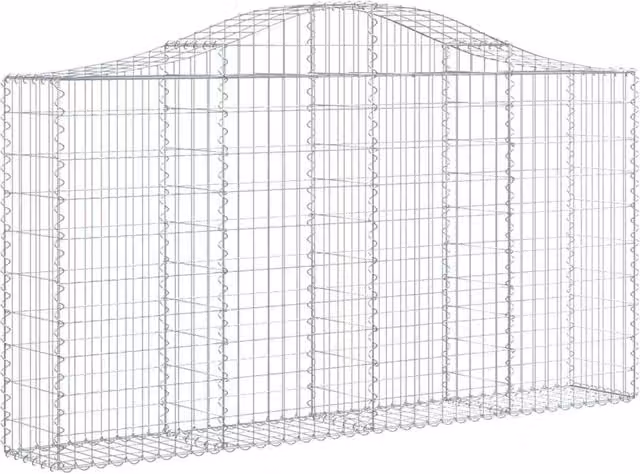 Berkfield Home Arched Gabion Basket in Silver Galvanised Steel, W: 200 cm, D: 30 cm, H: 100/120 cm – 1