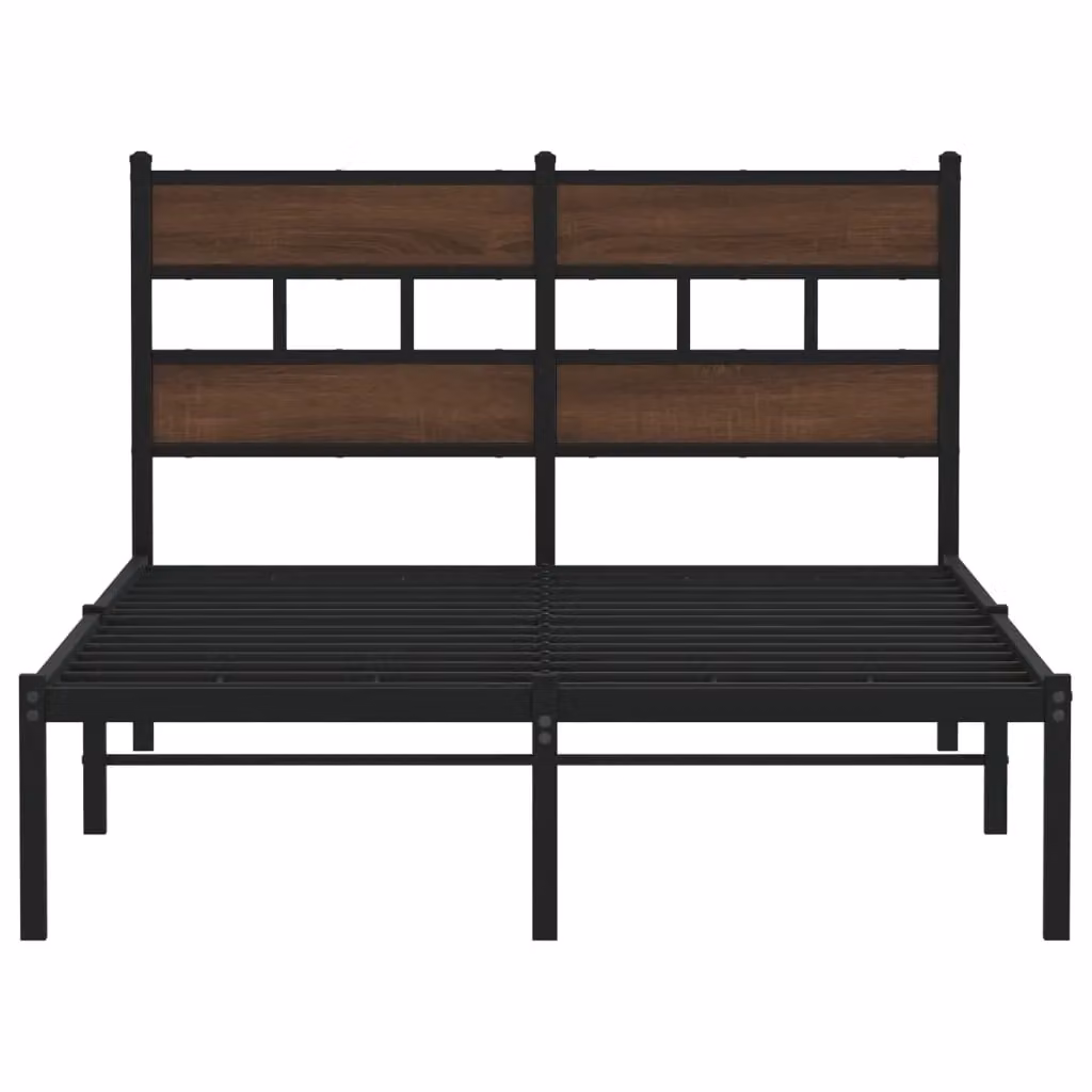 Berkfield Home Small Double Bed Frame with Headboard in Brown Oak, W/D/H: 120 x 190 cm – 3