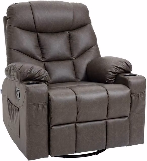 FORGEVIO Manual Recliner Chair with Footrest in Brown