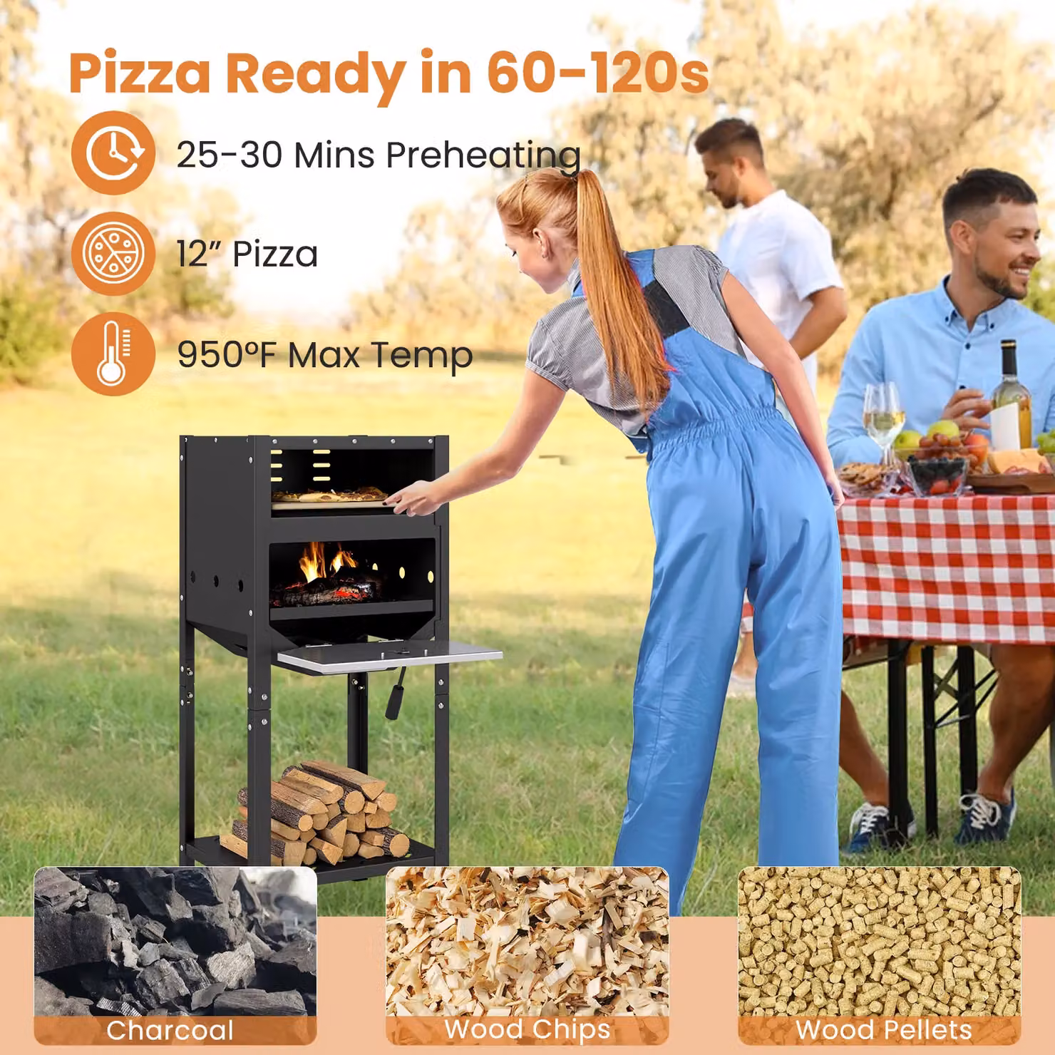 Costway Black Freestanding Wood-Fired Outdoor Pizza Oven – 7