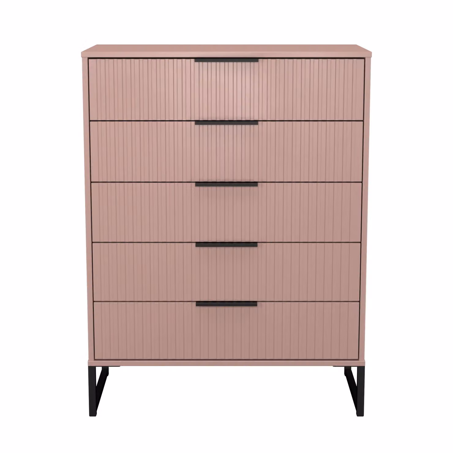 2 U Menai 5 Drawer Chest in Dusty Pink and Black with Matt Metal Finish – 2