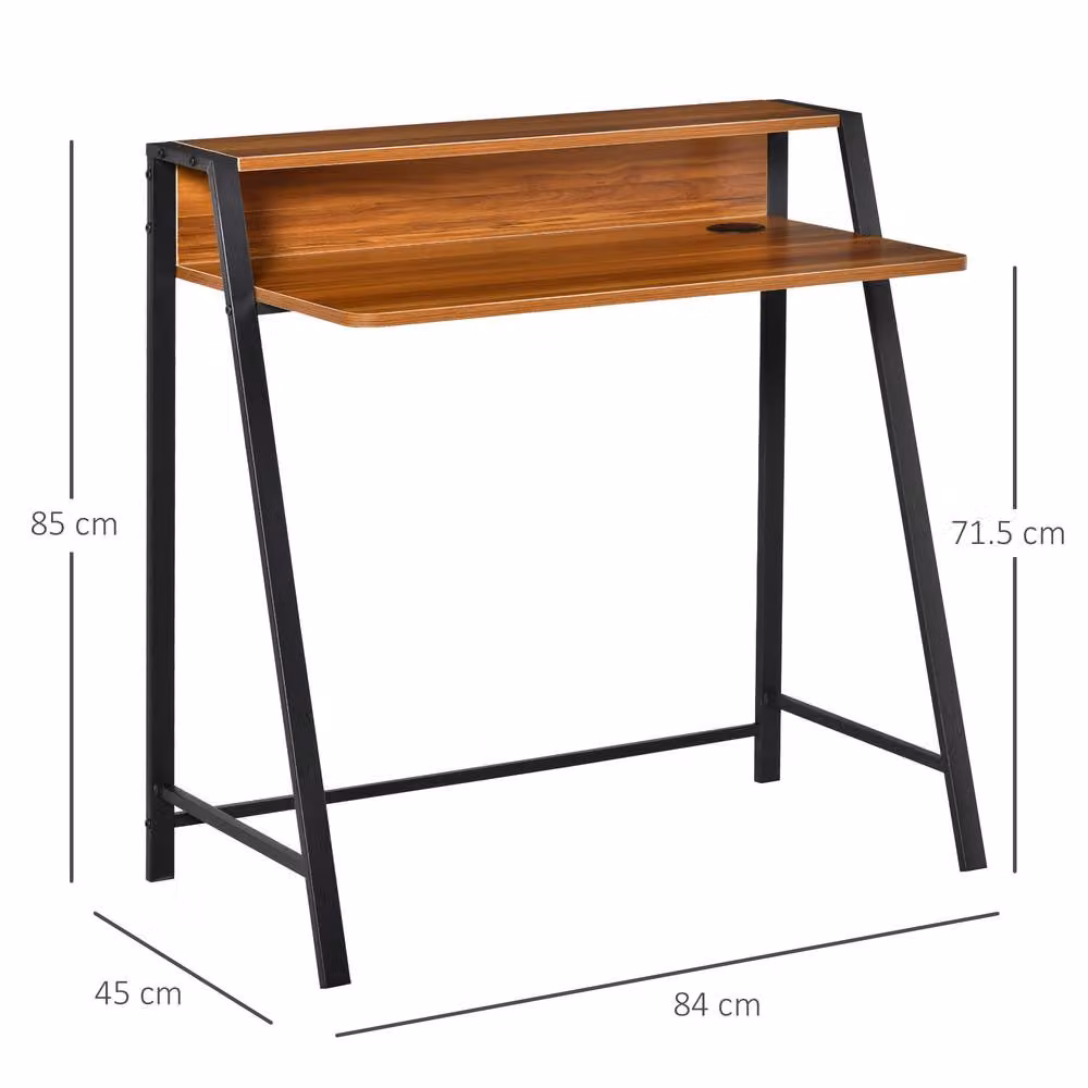 STILVORA Industrial Writing Desk with Shelf and Metal Frame in Brown – 4