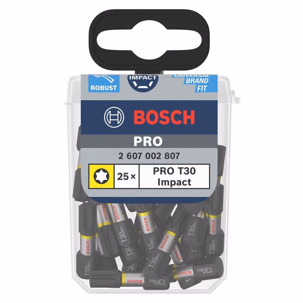 Bosch Pro Torx Impact Screwdriver Bits, 25 Pack, Black Steel – 3