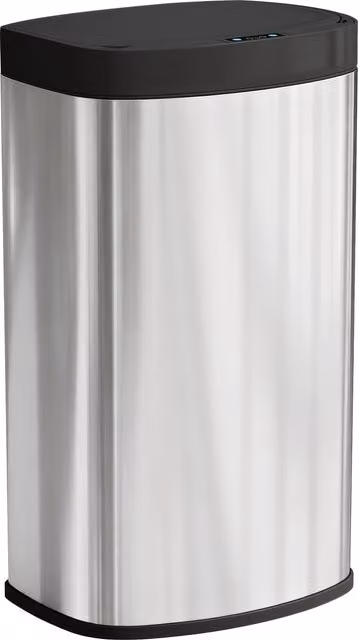 HOMCOM 55L Sensor Bin with Soft-Close Lid and Fingerprint Resistant Stainless Steel in Silver Tone – 1
